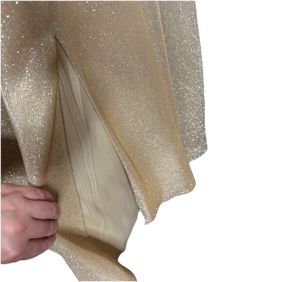 Jules & Cleo Gold Glitter Cap Sleeve Side Split Formal Dress Size 18 Plus Womens - Picture 7 of 8